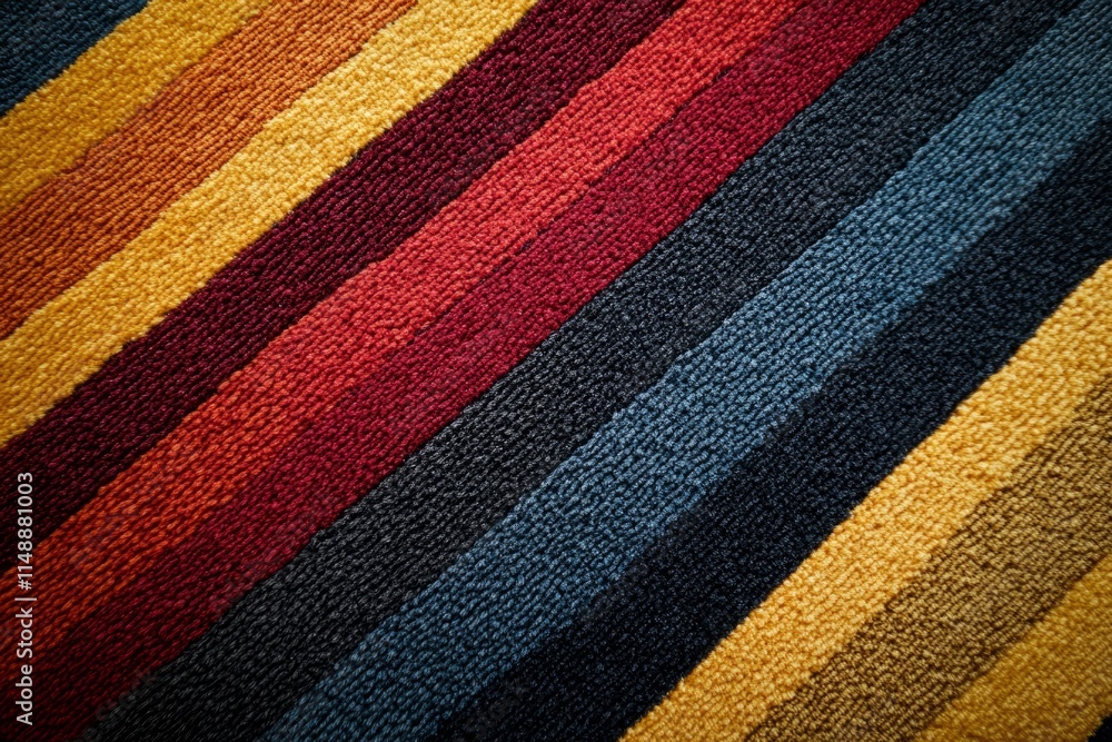 Poster colorful diagonal stripes create a vibrant and textured pattern on soft, plush carpet, perfect for a