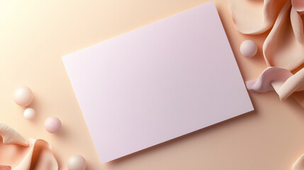 Obraz premium A sleek and elegant certificate card resting on a soft, pastel gradient background that shifts from lavender to peach. The card has ornate, embossed edges and a subtle shimmer that