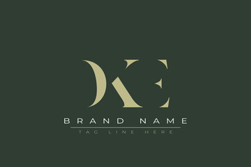 DKE abstract letter logo design. This logo is designed by three abstract letters. 