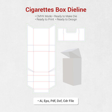 Cigarette Box Cut File Ai, Eps, Pdf, Dxf, Cdr, Case, Box Vector Dieline Cutting File