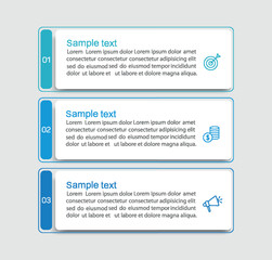 Fototapeta premium Infographic design template with icons and 3 options or steps. Can be used for process diagram, presentations, workflow layout, flow chart, info graph 