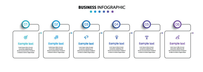 Business vector infographic design template with icons and 6 options or steps