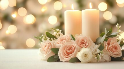Candles and roses, romantic setting