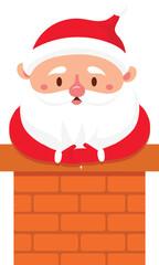 Santa Claus popping out of a chimney, joyfully delivering gifts on Christmas Eve, embodies the magic and celebration of the winter holidays and cherished traditions