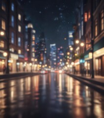 Fototapeta premium Abstract blurred city lights, bokeh effect, night scene, night background, city lights bokeh