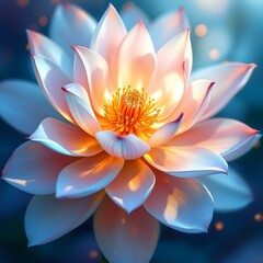Lotus flowers, delicate pink petals, soft white glow