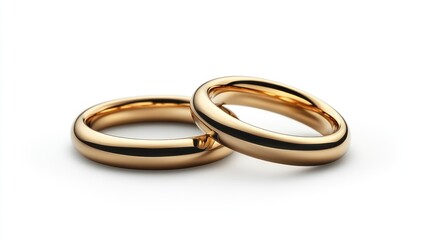 Two simple gold wedding rings on white. (3)