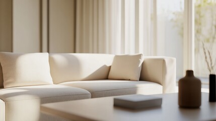 Fototapeta premium Modern minimalist lounge with clean, sleek decor. Featuring neutral tones and elegant lines