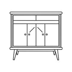 Editable Credenza Outline Vector Graphic