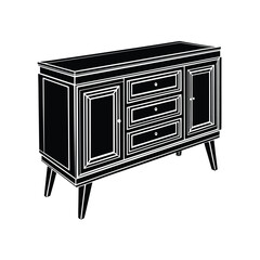 Simple Credenza Silhouette Vector Illustration