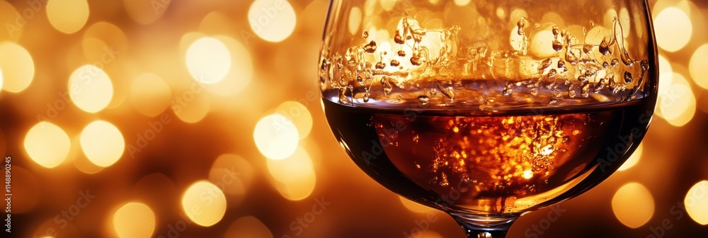 Aufkleber rich amber liquid in a glass reflecting warm light during an evening gathering. generative ai