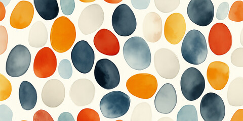Easter abstract pattern with watercolor-style oval shapes in warm earthy tones, creating a soft and natural design