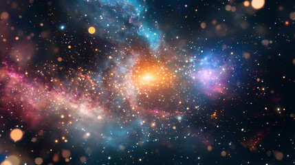 Fototapeta premium Distant quasar emitting powerful beams across the universe. Quasar. Illustration