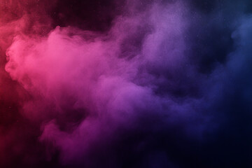 Vibrant smoke in shades of pink, purple, and blue creates mystical atmosphere