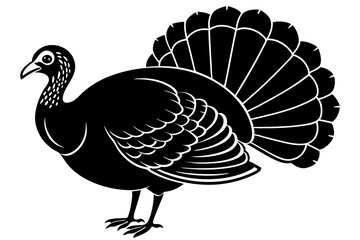 Silhouette turkey on white background. Farm animals collection. Icon.