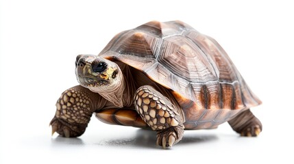 Obraz premium Close-up of a yellow-footed tortoise on white background.