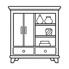 Editable Cupboard Outline Vector Graphic