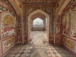 Lahore Fort s Painted Hallway Historical Architecture Cultural Heritage 8K Ultra HD