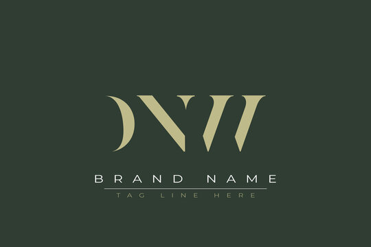 DNW abstract letter logo design. This logo is designed by three abstract letters. 