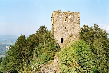 castle Ralsko in Czechia on 1. September 2024 on color film - blurriness and noise of scanned 35mm film were intentionally left in image