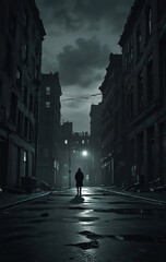 people walking in the city, City at night , Apocalypse