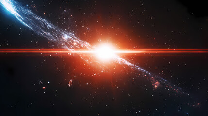 Bright quasar in the distant universe, hyperrealistic photo. Quasar. Illustration