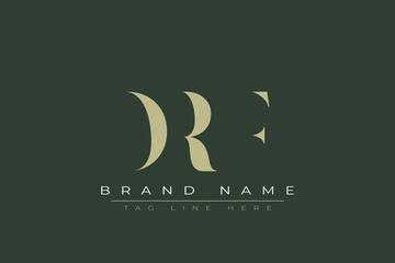 DRF abstract letter logo design. This logo is designed by three abstract letters. 