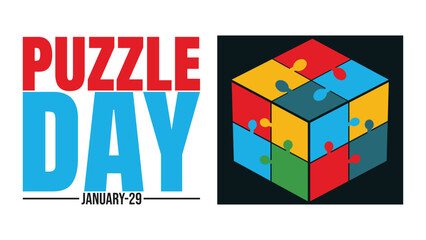 Puzzle day in january design templet