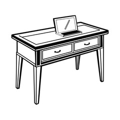 Simple Desk Silhouette Vector Illustration