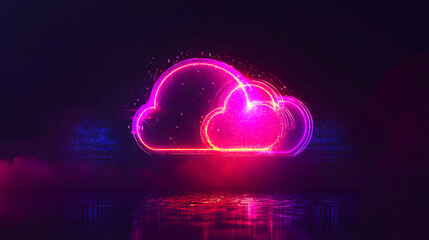 Obraz premium Abstract representation of cloud computing with glowing symbols