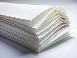 Crisp White Folded Paper Sheet Isolated on White Background - Stock Photo