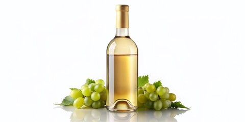 Obraz premium Crisp White Wine Bottle, Isolated on White & Transparent Backgrounds - Stock Photo