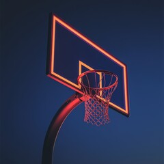 Sleek basketball hoop with warm lighting and dark gradient background