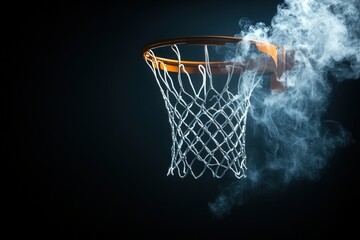 Basketball hoop in contemplative state against dramatic background