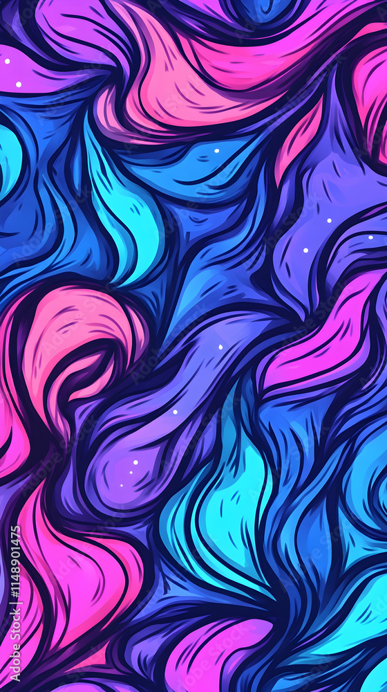 Wall mural abstract vibrant swirl pattern background design for phone wallpaper or textile print. generative ai