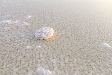 Astrakhan region, Russia - August 8, 2025: salt Lake Baskunchak, salt bottom relief