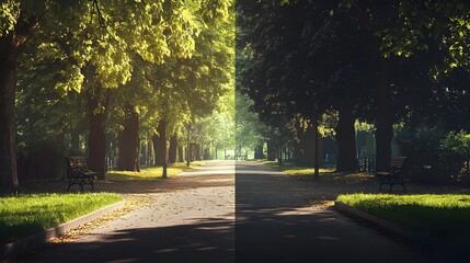 Obraz premium Emotional Landscapes: Parks and Alleys in Transition