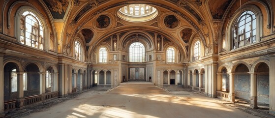 Obraz premium Sunlit Ruins: Exploring the Majestic Decay of a Forgotten Chapel