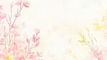 An elegant watercolor-style background featuring delicate pink and yellow floral borders, with a light cream center for text, perfect for heartfelt messages and invitations.