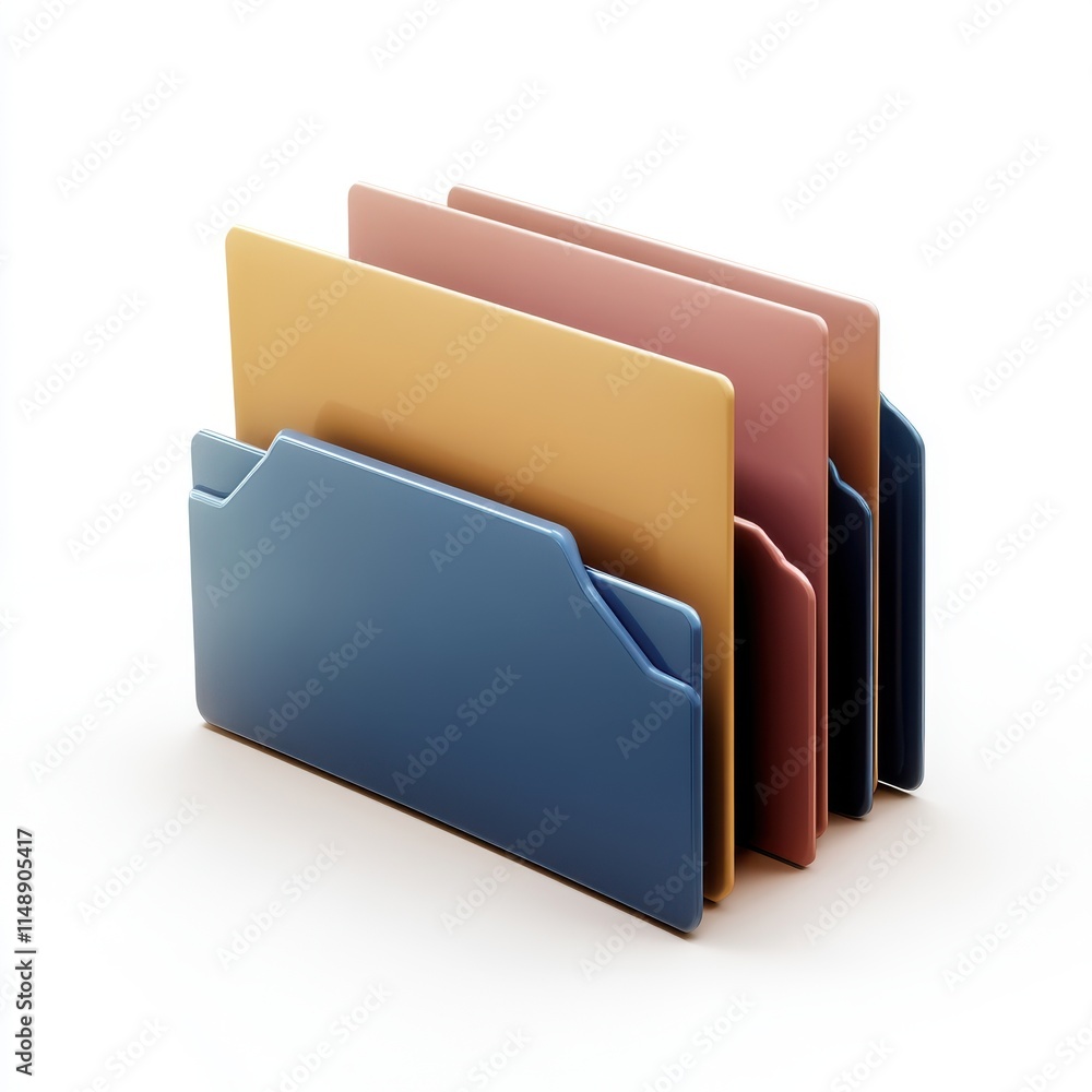 Poster a vibrant collection of colorful file folders arranged neatly, ideal for organizing documents in a m