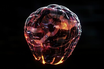 Digital brain modern conceptual glow elegant. Science and hi tech, mechanical technology concept