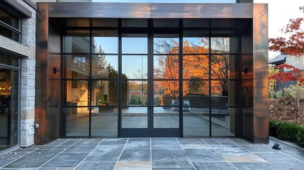 Contemporary Glass House with Interior Lights at Dusk