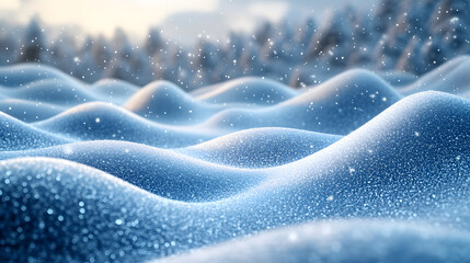 Ethereal 3D Winter Landscape with Snowy Hills and Crystal Drift for a Magical Christmas Celebration