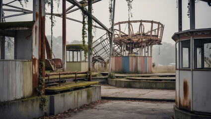 Exploring an abandoned amusement park revealing the remnants of a forgotten past