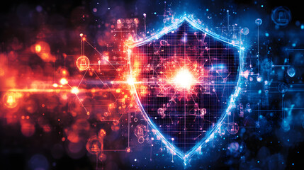 Obraz premium An Artistic Shield Radiating Energy Signifying Improved Health Insurance and Protection for Individuals and Families