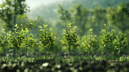 Fototapeta premium A tree nursery with saplings ready for reforestation projects