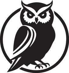 A black and white owl silhouette design