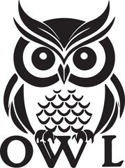 A black and white owl silhouette design