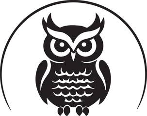 A black and white owl silhouette design