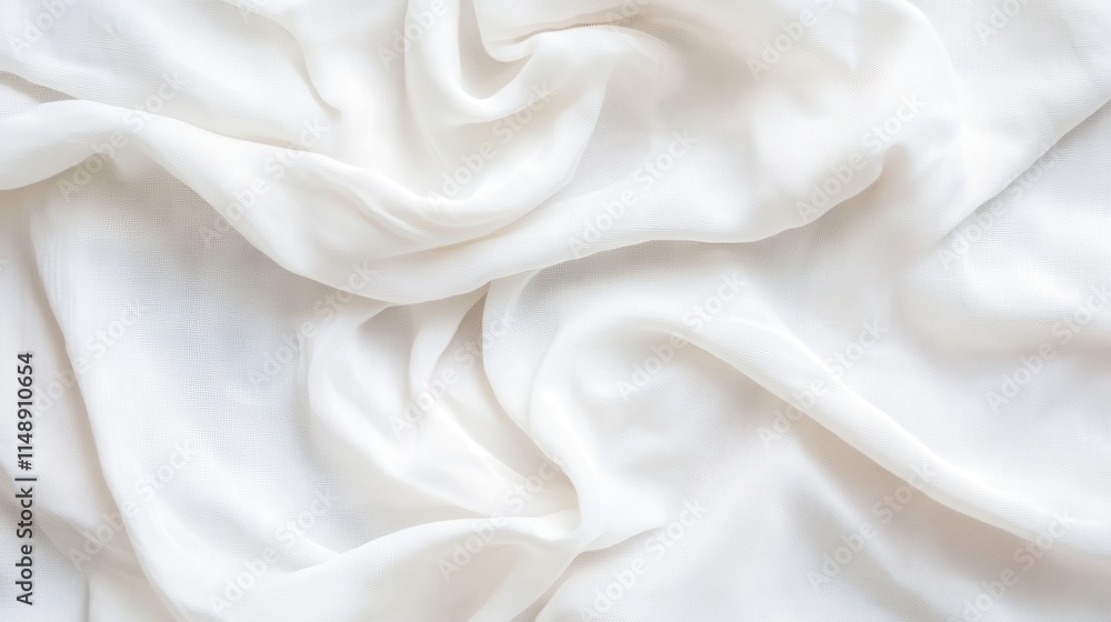 Poster a delicate white fabric is gently draped on a surface, creating soft folds and waves